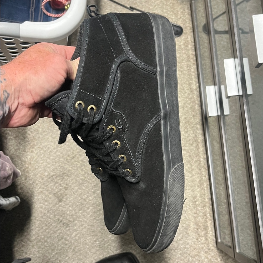 Globe Black High-Top Sneakers with Red Accents